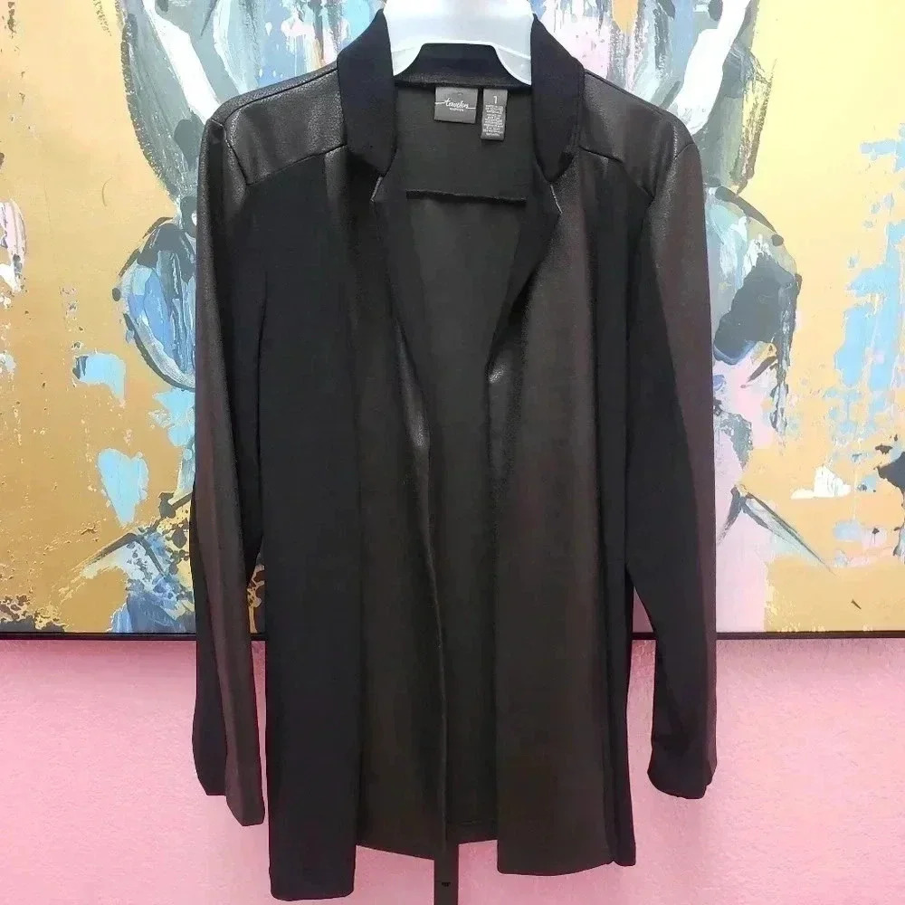 Chico's Faux Leather Trim Jacket
